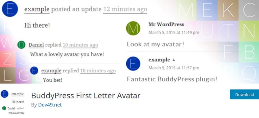 BuddyPress First Letter Avatar