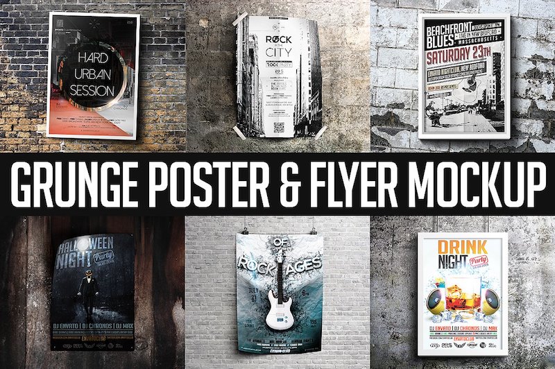 grunge poster mockups