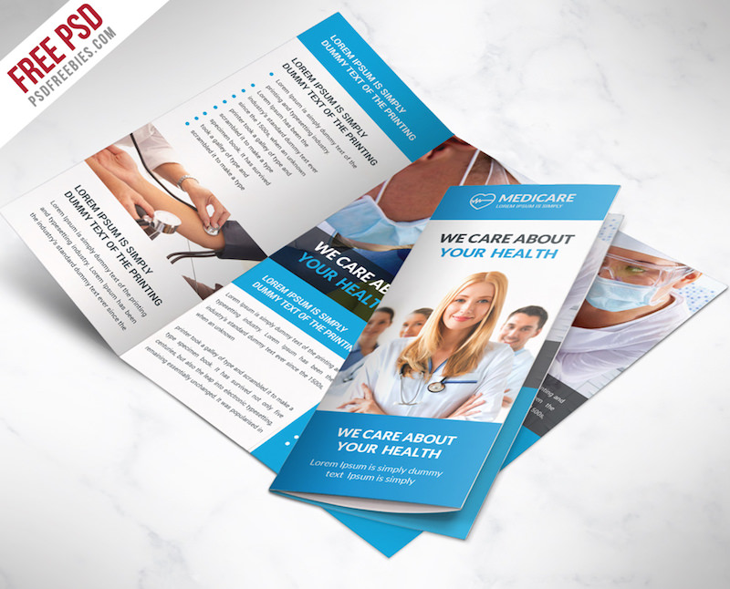 medical care hospital trifold brochure psd