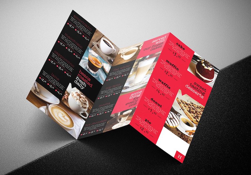 tri fold cafe menu template