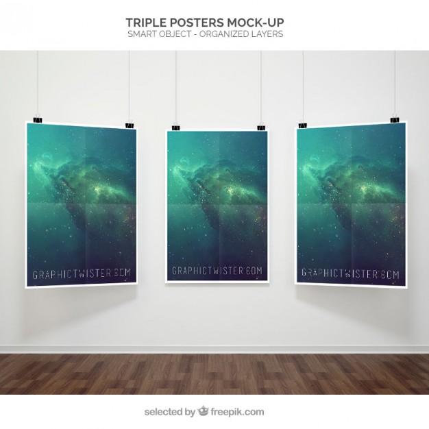 triple poster mockup