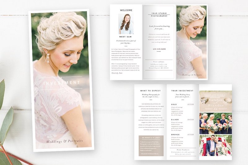 wedding photographer trifold brochure template