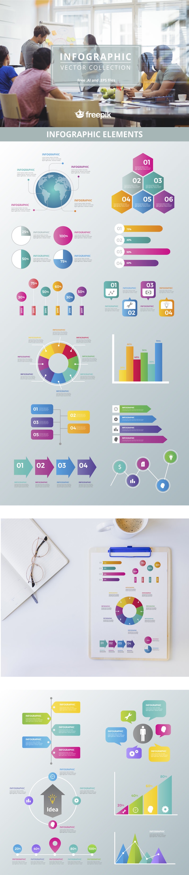 colorful infographic elements vector collection