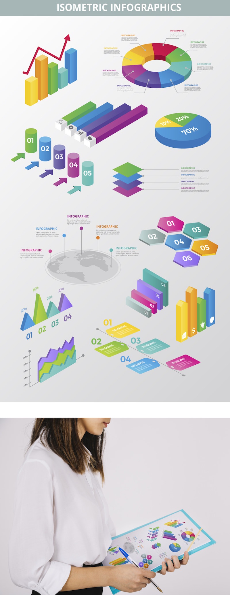 isometric infographic elements