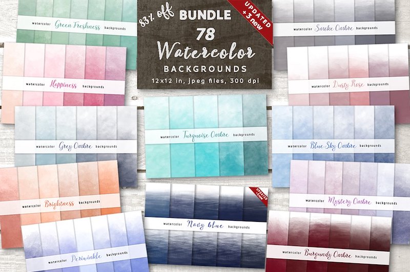 ombre watercolor bundle