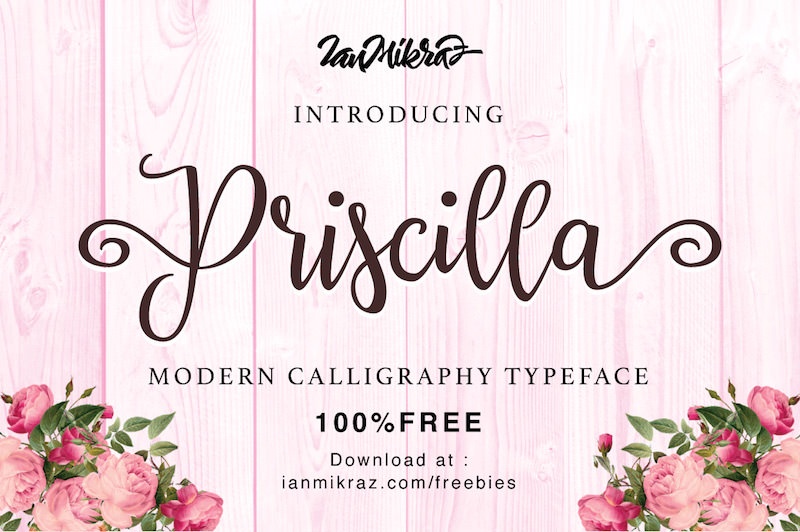 priscilla calligraphy script font