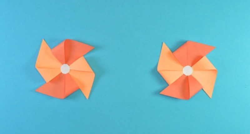 Stop Motion Pinwheels On Blue Background