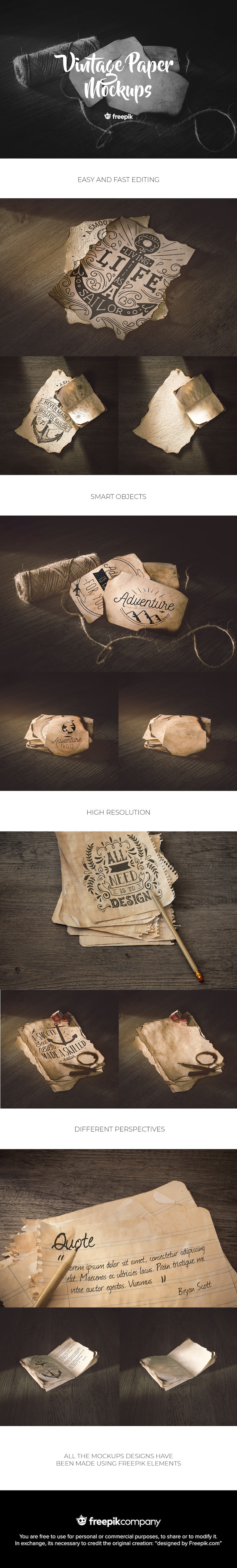 free vintage paper mockups PSD