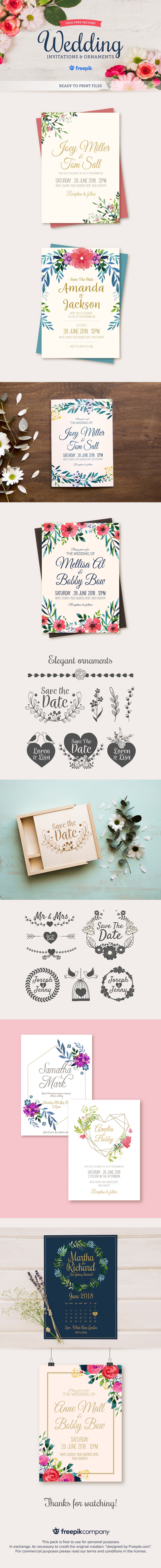 free wedding invitations ornaments vectors