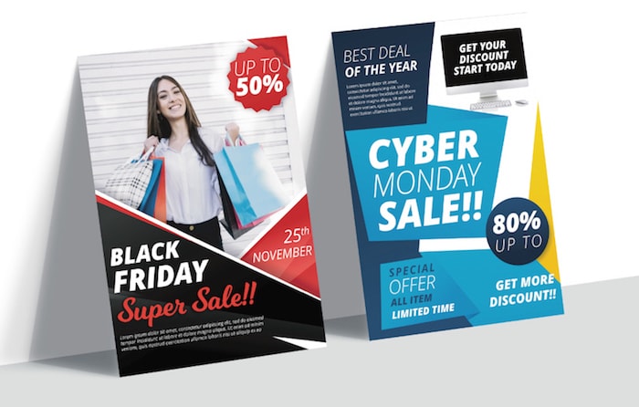 black friday cyber monday sale banners flyers