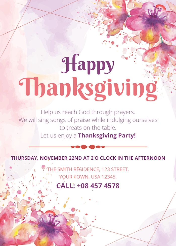 free thanksgiving party invitation template