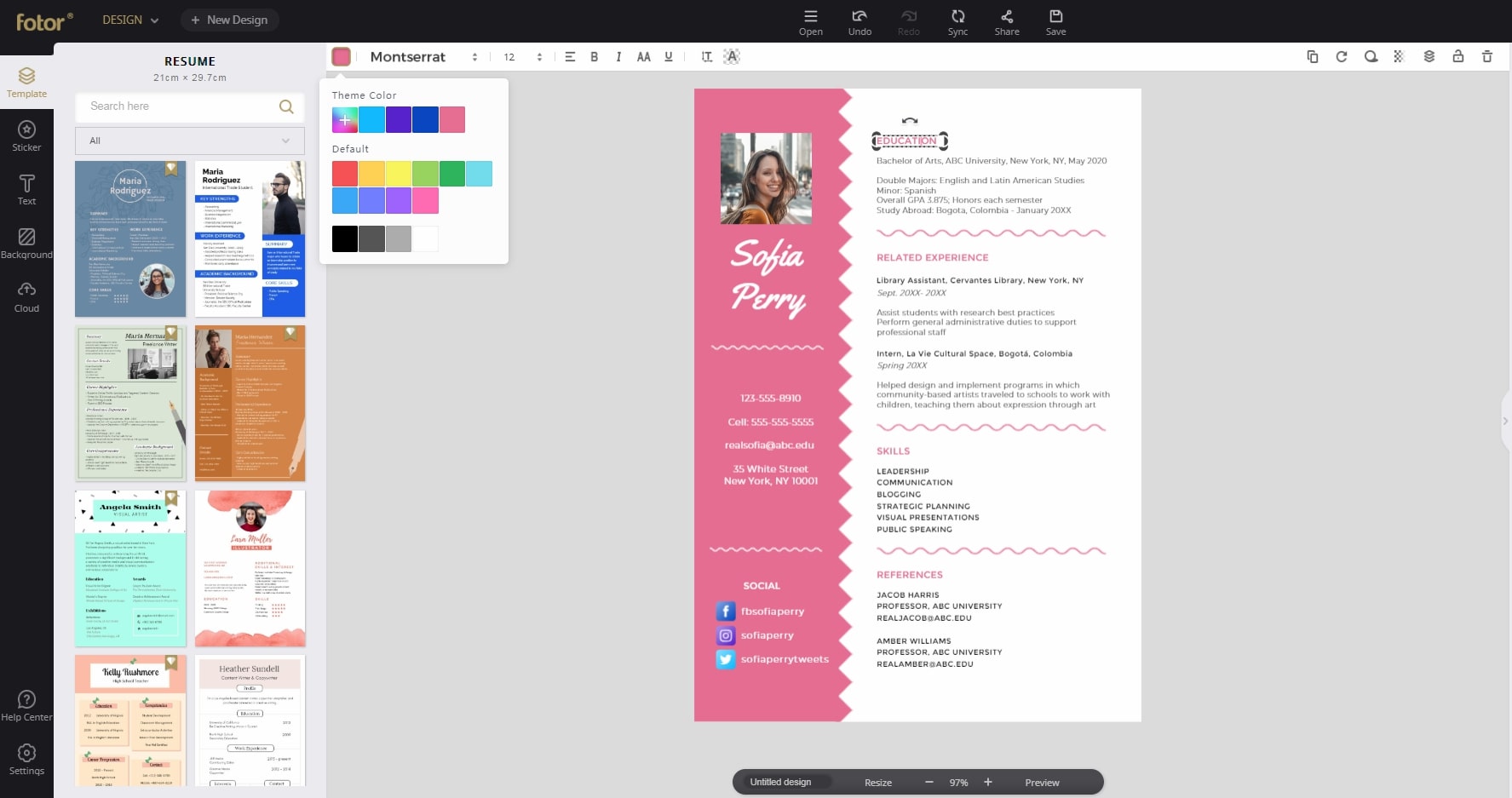 edit resume template fotor 2