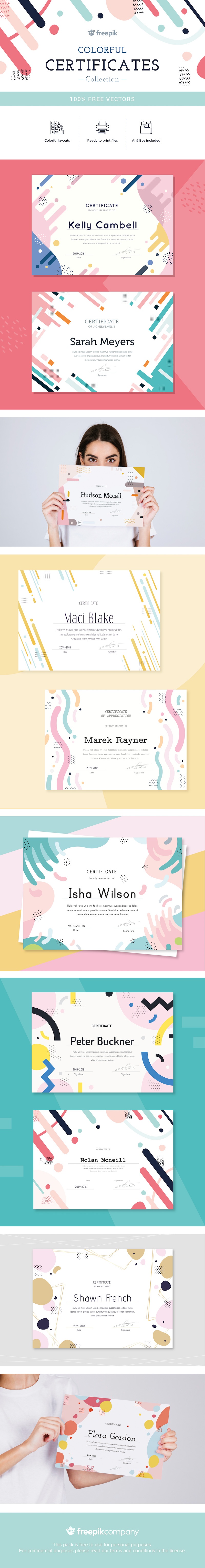 free colorful certificate vector templates