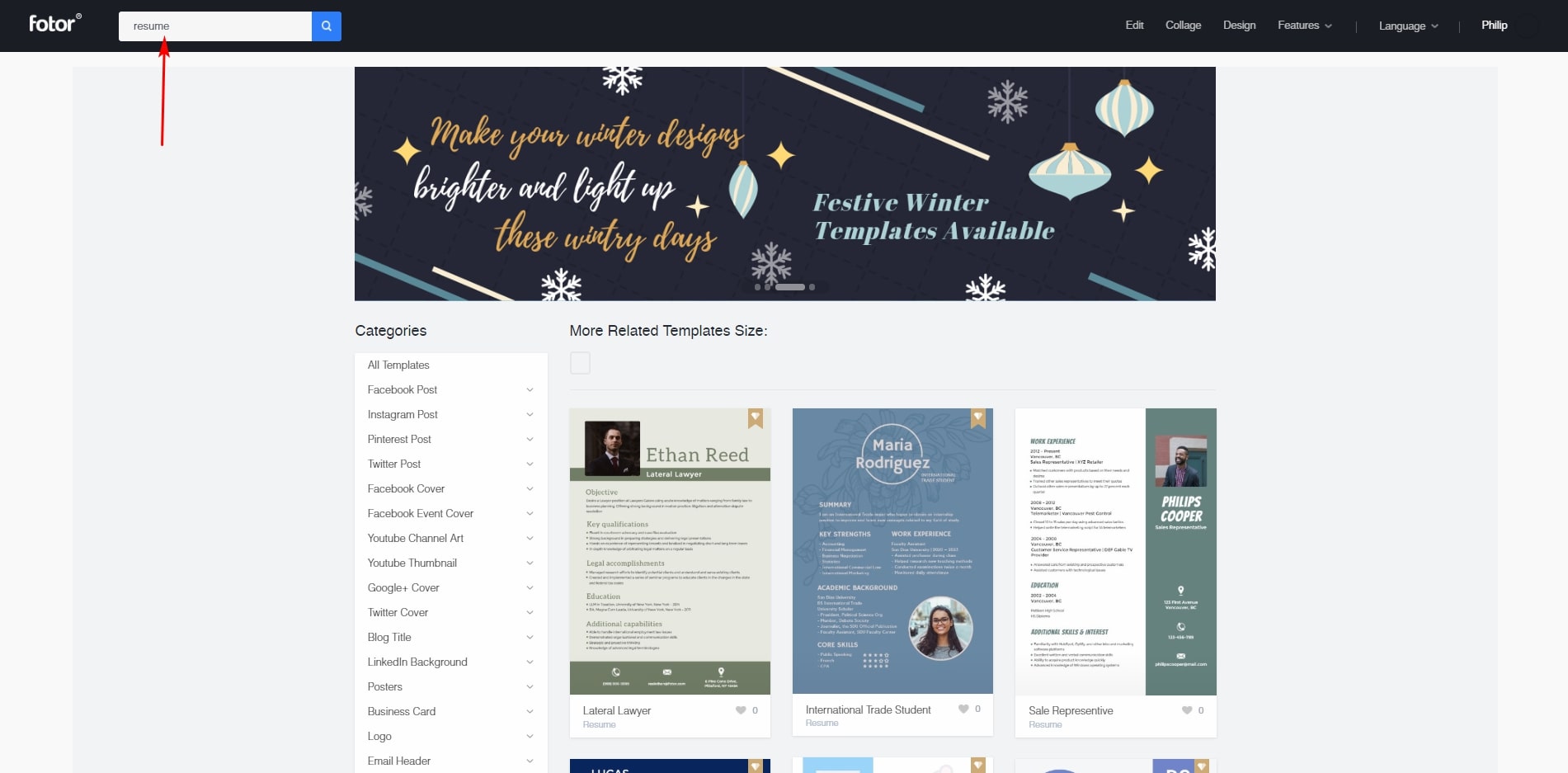 search resume templates fotor