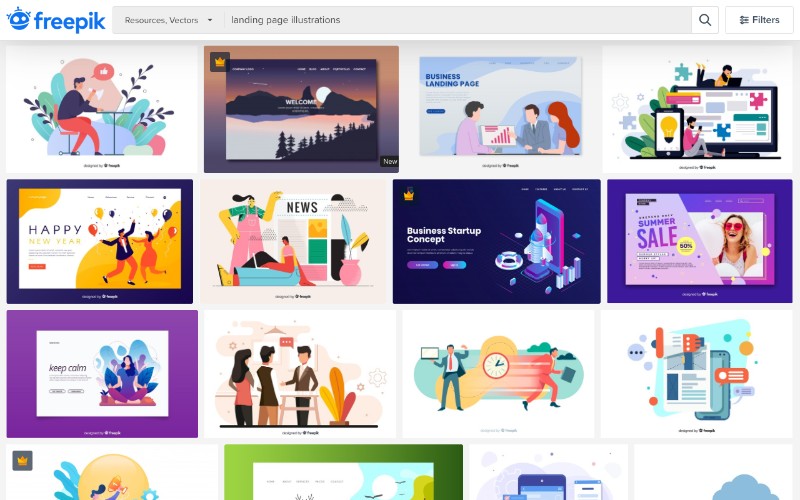 freepik free landing page illustrations