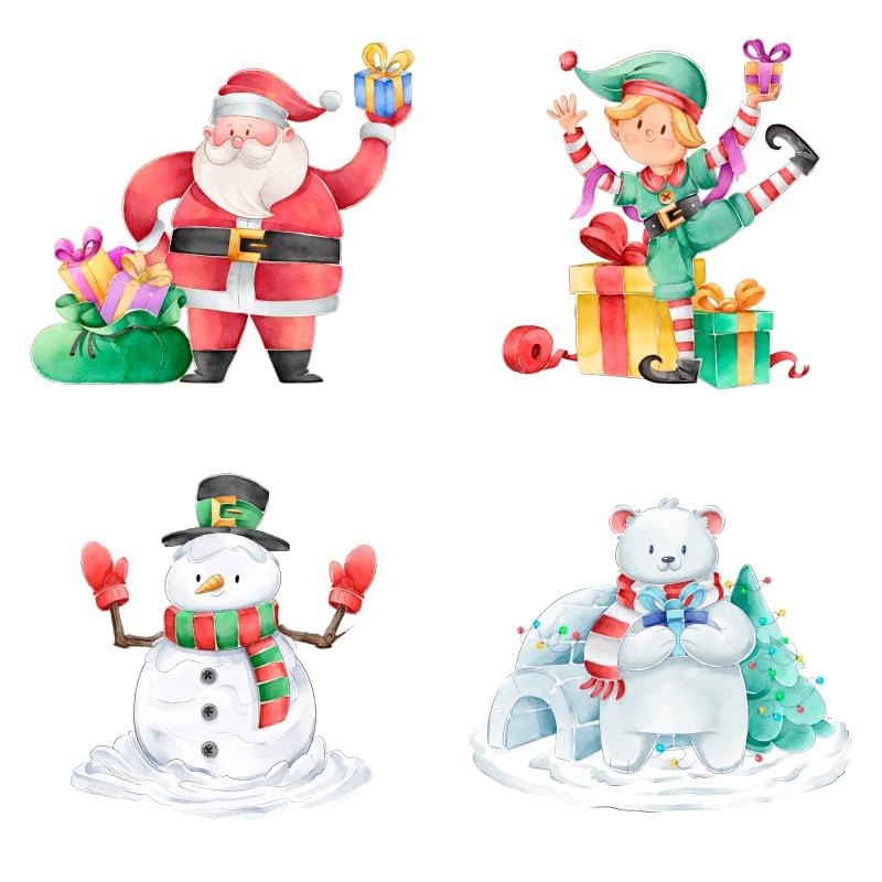 free watercolor christmas characters