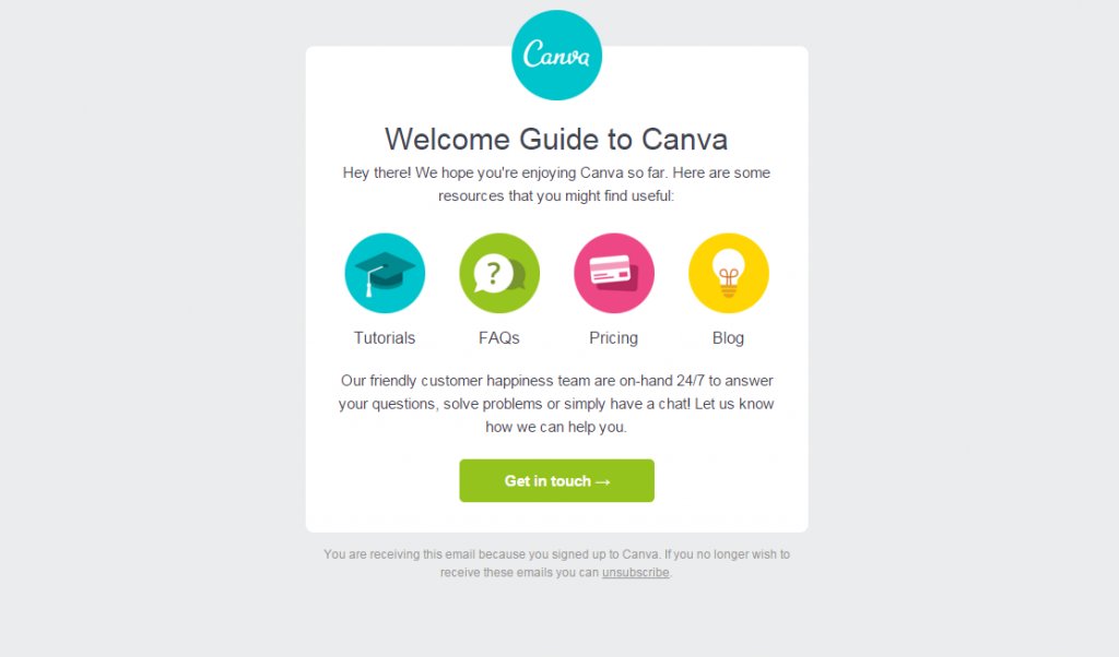 canva welcome guide email