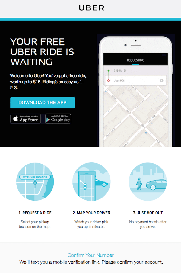 uber welcome mail