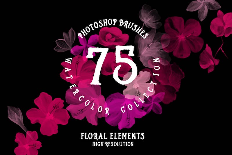 flower watercolor brushes collection