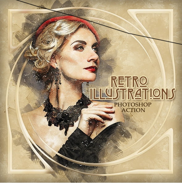 retro illustrations photoshop action download