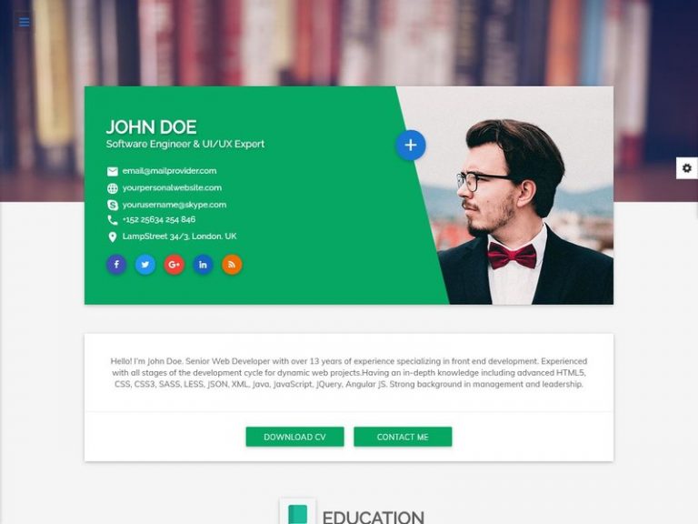 30+ Professional HTML & CSS Resume Templates for Free Download (and ...