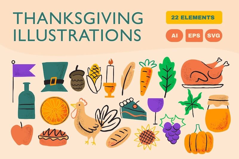 hand drawn thanksgiving clipart