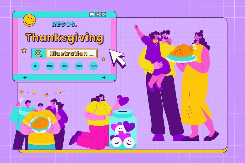 retro thanksgiving illustrations