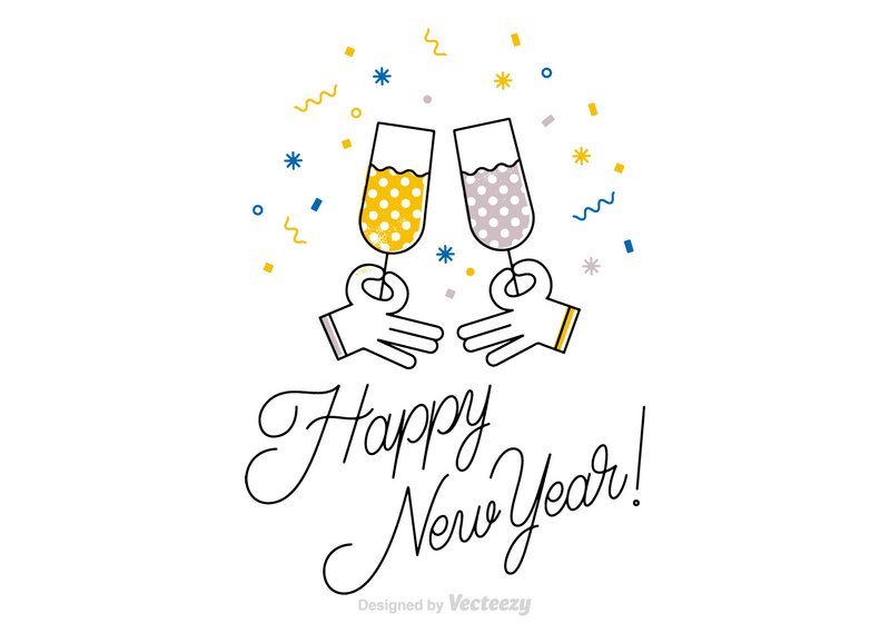 Free Happy New Year vector line art