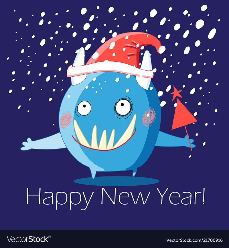 New year greeting card monster