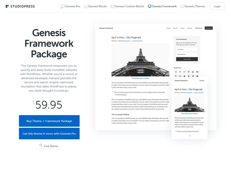 Genesis Framework by StudioPress