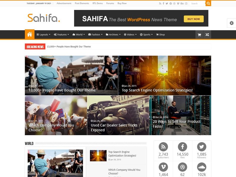 Sahifa - Popular News WorsPress Theme