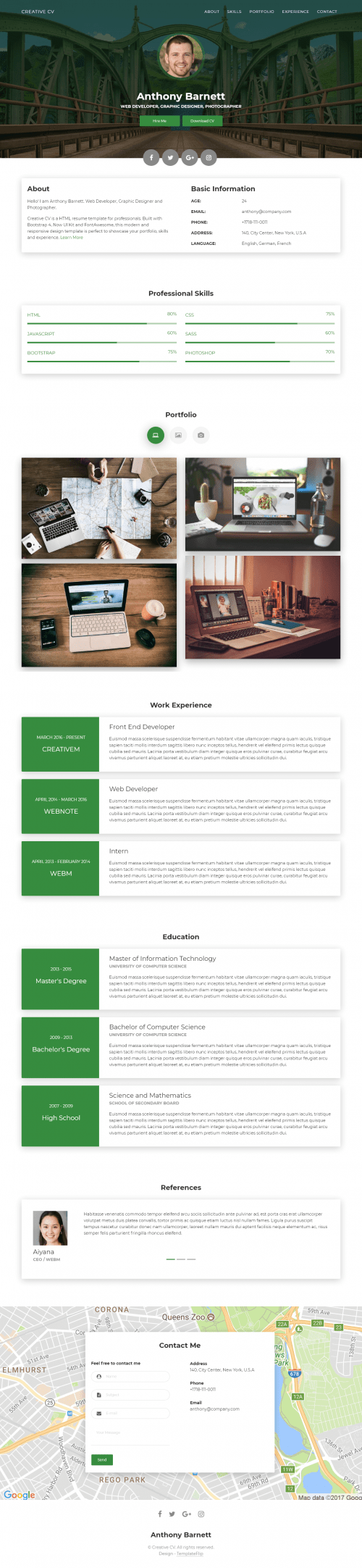 Free Creative Resume Website Template - Super Dev Resources