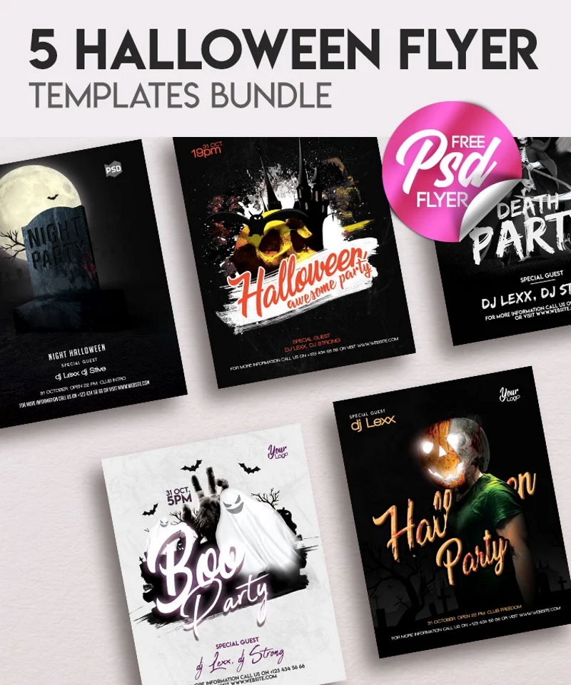 free halloween flyer bundle