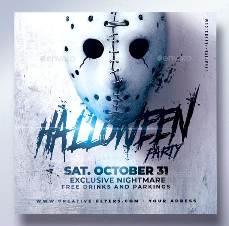 minimal white Halloween Flyer