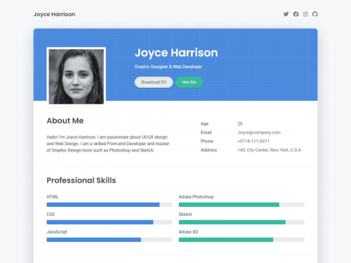 25 Professional HTML & CSS Resume Templates for Free Download (and ...