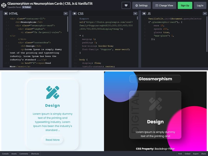 Glassmorphism vs Neumorphism Cards