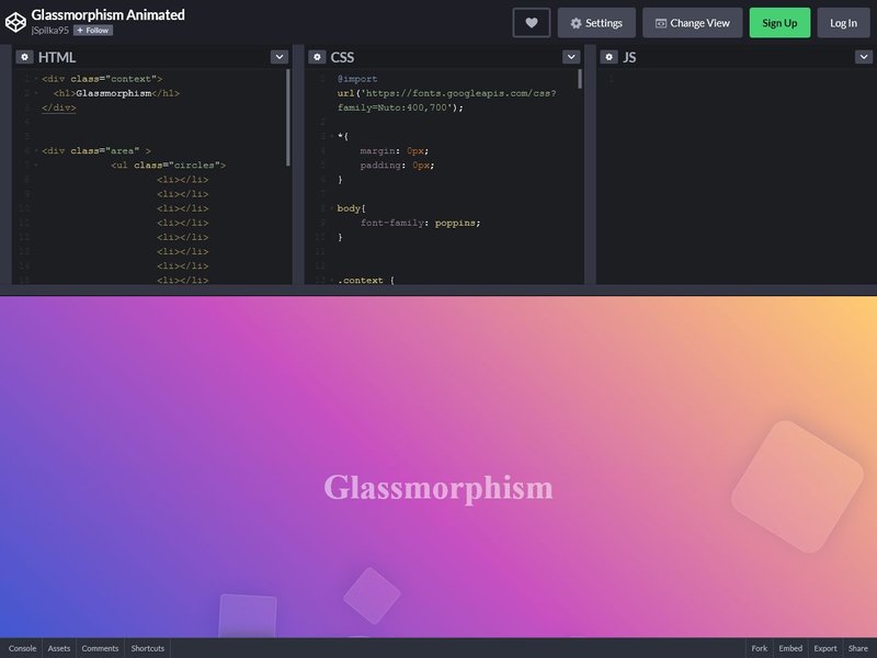 Glassmorphism Animated