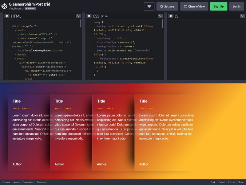 Glassmorphism Post grid