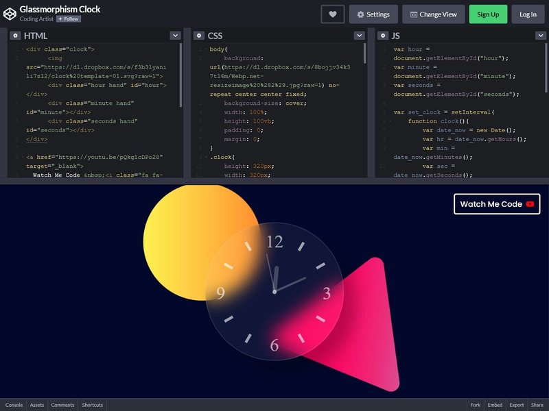 Glassmorphism Clock