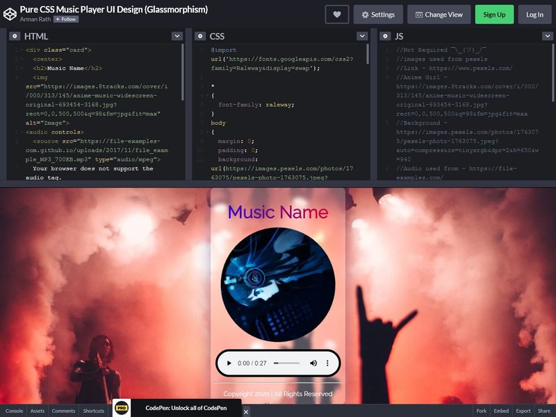 Pure CSS Music Player