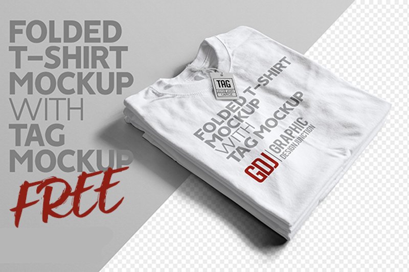 Free Folded T Shirt tag mockup