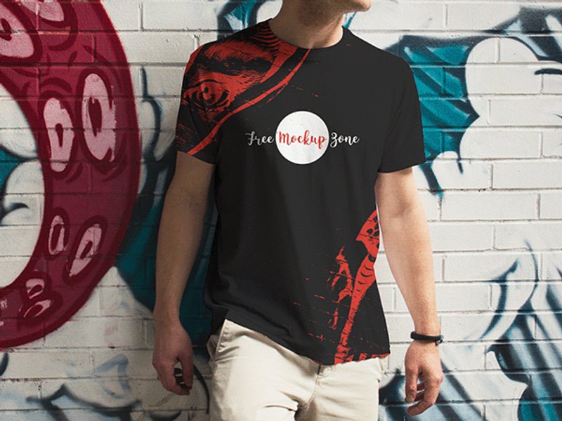 Free Outdoor Man Wearing tshirt mockup