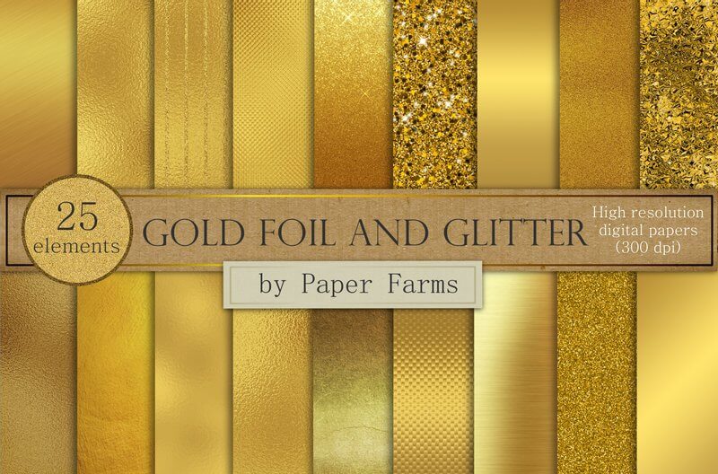 Metallic Gold Paint Digital Papers Bonus Photoshop Pattern Files