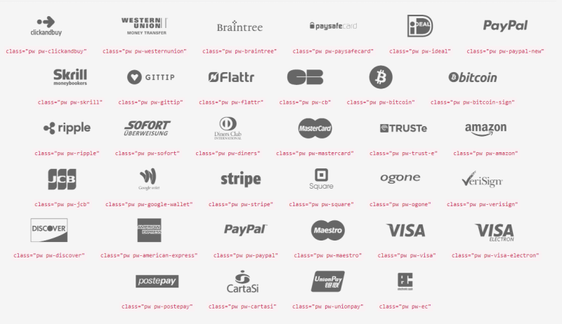 free payment webfont icons