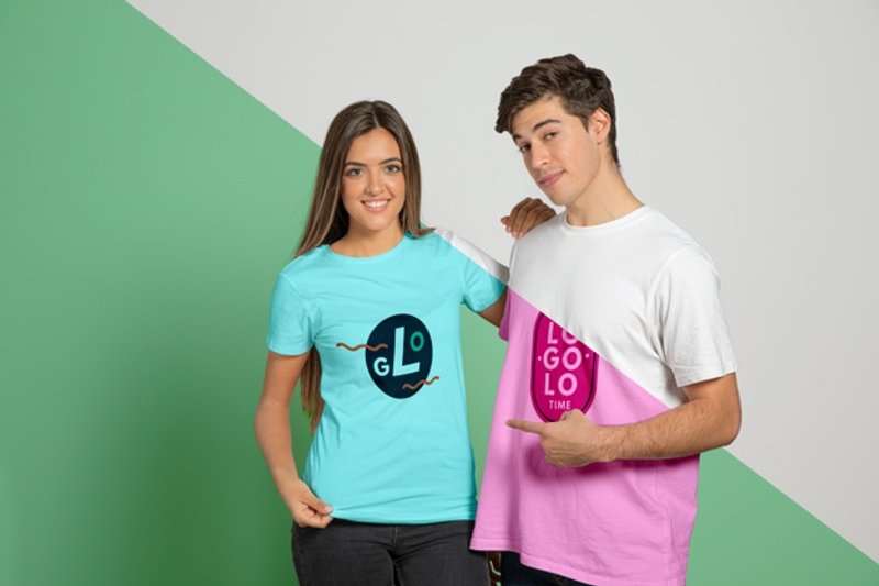 man woman Free tshirt PSD