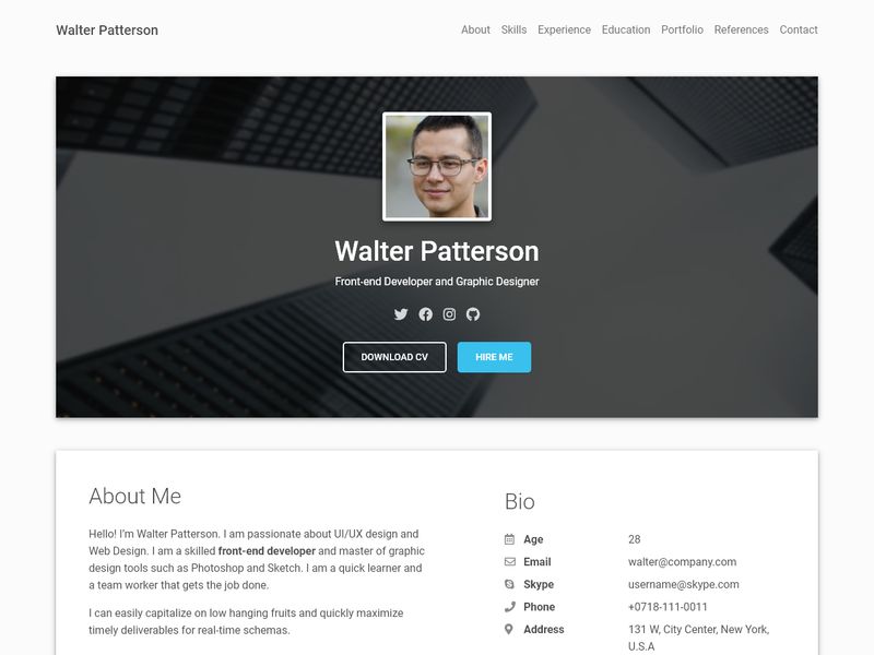 Resume: A Free CV Template Best Free HTML/CSS Templates, 52% OFF