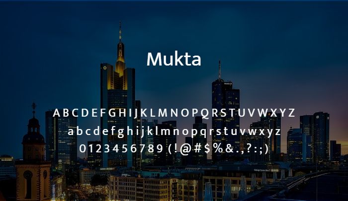 mukta sans serif font