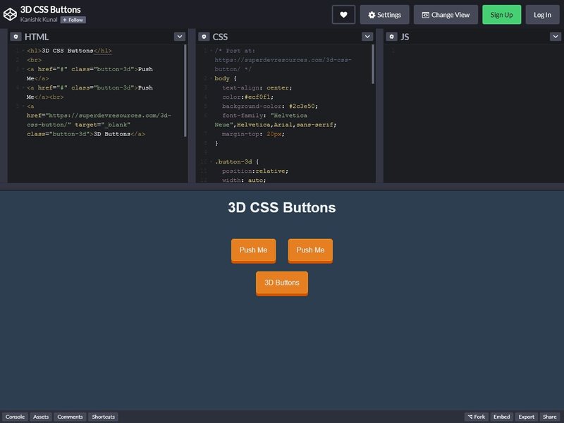 D CSS Buttons