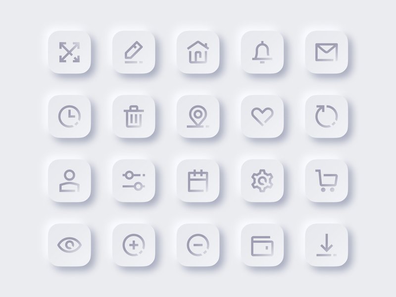 Neumorphism Icon Set by