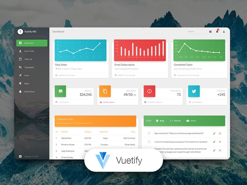 Vuetify Material Dashboard FREE